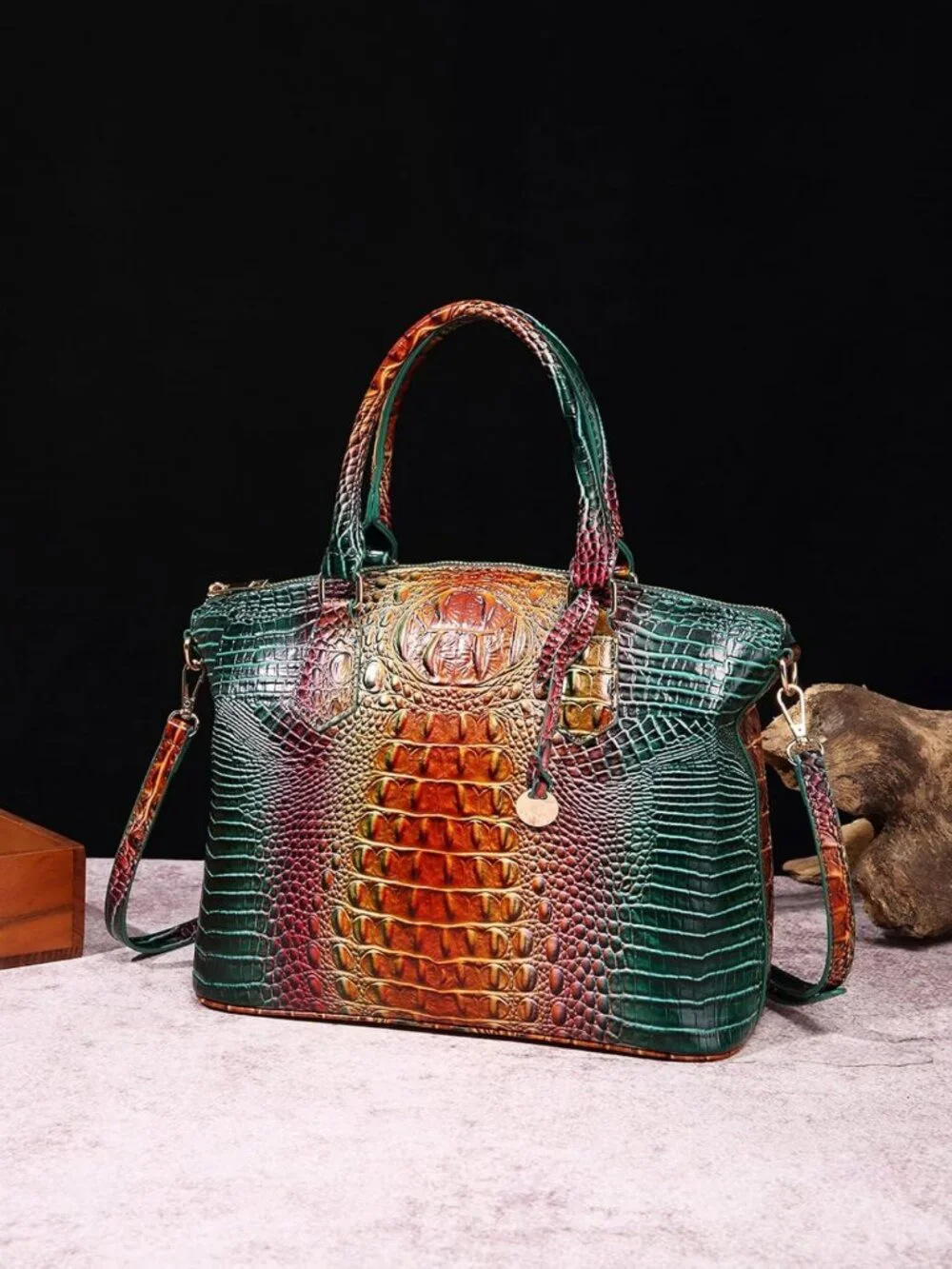 Stylish Crocodile Print Handbag for Women, Versatile Satchel Purse with Shoulder